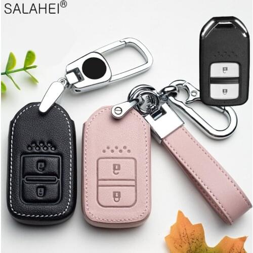 Leather Car Key Case Cover For Honda Vezel city Civic BR-V HR-VCRV Pilot Accord Jazz Jade Crider Odyssey For Car Accessories