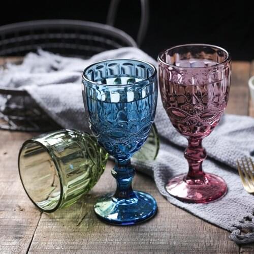 Beautiful European-Style Goblet Color Relief Red Wine Glass Hotel Party Creative Goblet Banquet Goblet