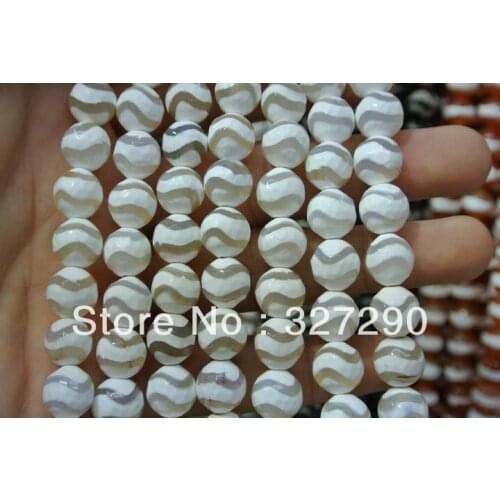 Colorful Veins Stone Serials - White Wave Veins 6~10mm Faceted Transparent Stone Round Beads 10pc/lot Free shipping