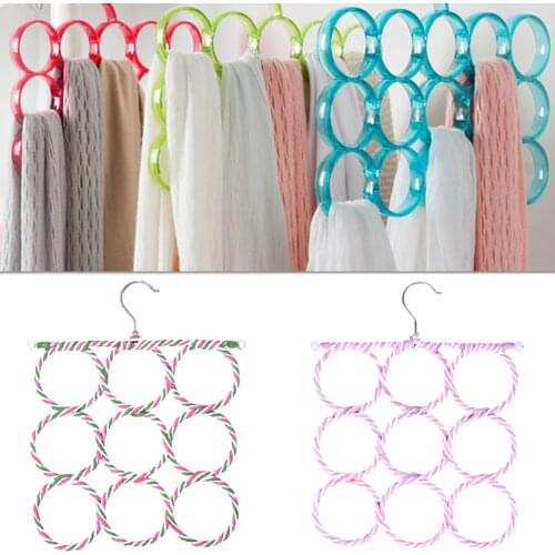 9-Ring Multifunctional Scarf Hanger Foldable Paper Rattan Towel Best Space Saving Closet Organizer Hanger Holder Rack