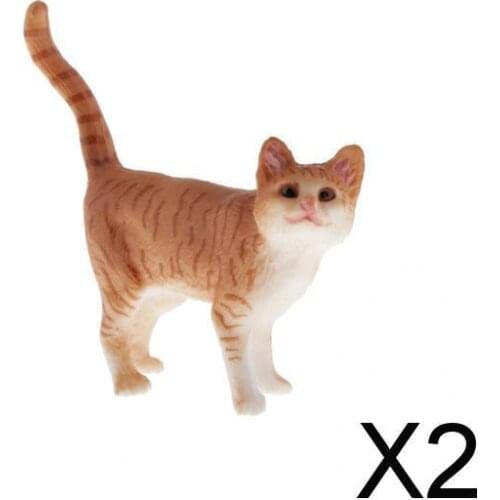 2xSimulation Pets Animal Model Figure Educational Toy Home Decor Cat 1