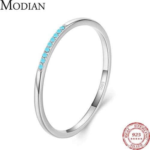 Modian High Quality Turquoise Vintage Ring 100% Real 925 Sterling Silver Exquisite Finger Rings For Women Statement Jewelry Gift