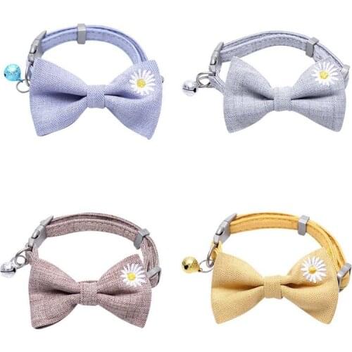 Fashion Cute Kitten New Adjustable Bowknot Embroidered Flower Dog Cat Pet Collar Bow Tie Bell Puppy Party Necktie