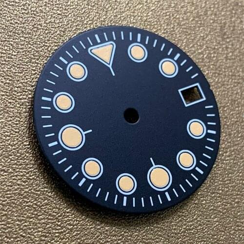 28.5MM Green Luminous Watch Dial Replacement Wristwatch Dial for NH35/NH36 Watch Movement Repair Kit