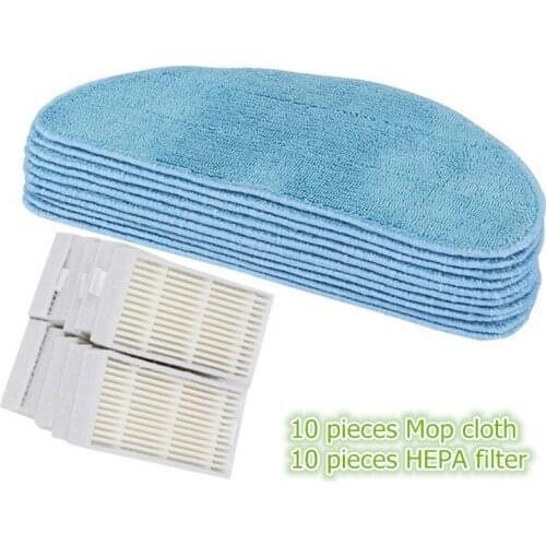 10* Robot Mop Cloth and 10* White HEPA filter for Chuwi ilife v5 ilife v5s pro ilife x5 V3+ V3 v5pro Vacuum Cleaner Parts