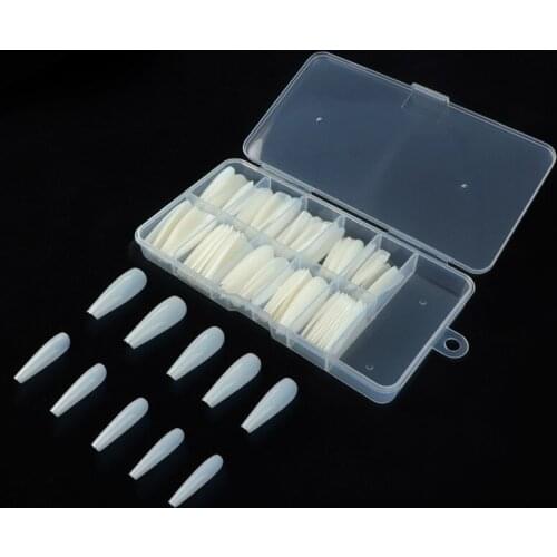 100PCS/box Ballet full false Nail snatural Transparent Color full cover nail tips pressed on the nails for Nail Decoration