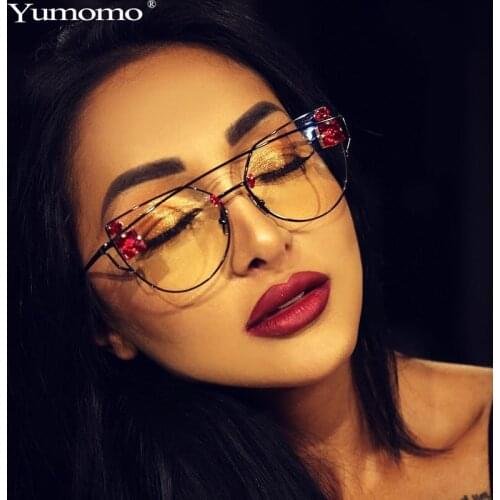 Fashion Rhinestone Cat Eye Glasses Women Men Clear Glasses Eyeglasses Frame Oval Transparent Lens Spectacle Frame Unisex