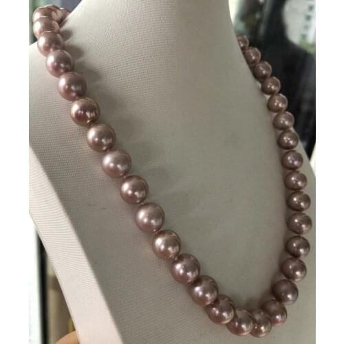 Single strand11-12mm south sea round lavender pearl necklace 18inch 925s KKK