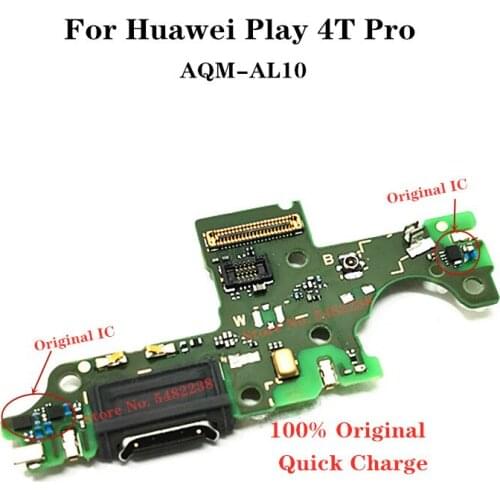Original USB Charging Port Flex Cable For Huawei Play 4T Pro AQM-AL10 USB Charge Plug Charger Board + Microphone For Play4tPro