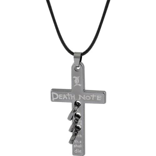 Hot Anime Death Note Black Gold Metal Necklace Cross Logo Pendant Cosplay Accessories Jewelry necklaces & pendants for men