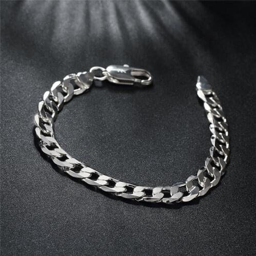 Punk Men 6/10mm Curb Cuban Link Chain Bracelets Gold Silver Color Solid Chains Unisex Wrist Jewelry Gift