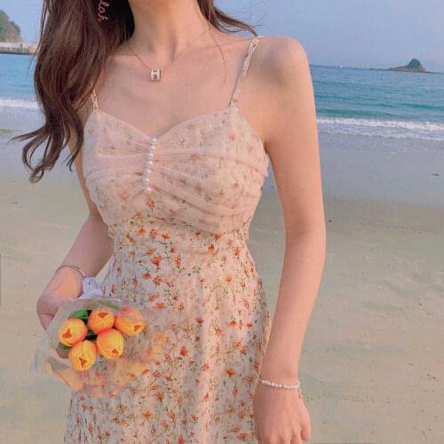 Dress for women Summer Round Neck Women Blouse Puff Sleeve Tops Short Sleeve Shirt Suspender Floral Dress Women Floral suspender