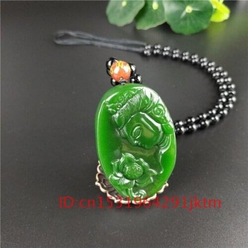 Gifts Carved Necklace Men Jade Charm Fashion Amulet Pendant Jewelry Natural for Women Chinese Jadeite Beauty Hand Green