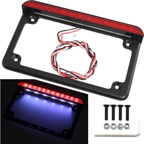 Motorcycle Number License Plate Holder Frame With LED Tail Brake Light Bracket For Harley Yamaha Offroad Truck Vehicle Plate NEW
