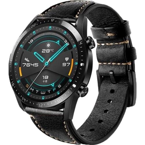 Ktab leather watch strap 22mm for Huawei Watch GT2 46mm Samsung Galaxy Watch 46mm/ Leather huawei watch gt 2 replacement bands