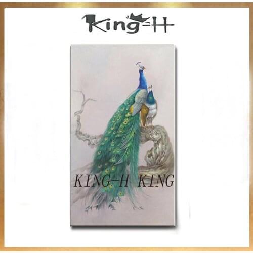 Handmade oil painting canvas 100% directly from modern artis best couple peacock original oil painting decorative home sofa