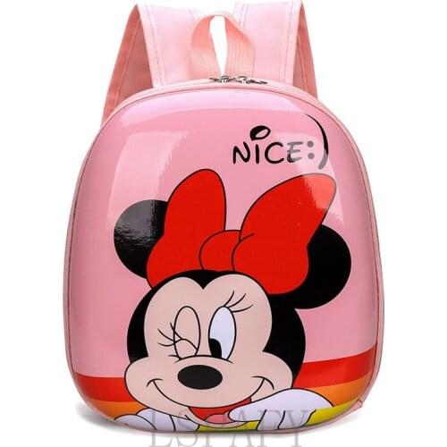Disney Minnie Mouse Backpack Cartoon 3D Print Shell Bag Kindergarten School Bag For Girls Boys Mickey Fashion Baby Backpack