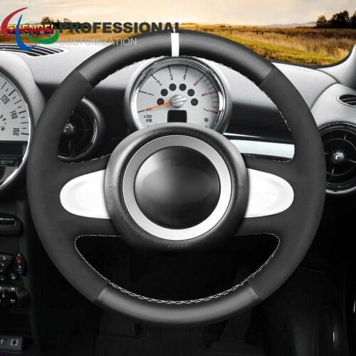DIY Hand-Sewn Non-Slip Leather Suede Car Steering Wheel Cover For Mini R56 Clubman Clubvan Car Interior Accessories