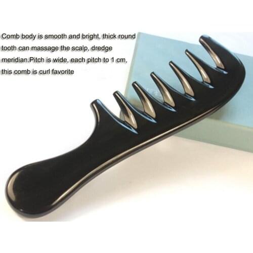 Oversized teeth Horn Hair brush Black buffalo horn thickening wide teeth coarse head massage comb large handle hair curls SY26D5