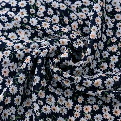 Little Daisy Chiffon Printed Dress Wide Leg Pants Floral Cloth Fabric Can See Through 50*150cm/Piece TJ8939