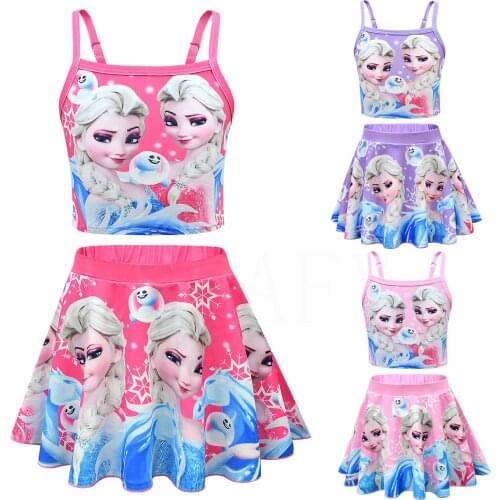 Girls Swimsuit One Piece Children Swimwear Frozen Elsa Anna Kids Baby Swimming Skirt Lovely Bikini Sling Bathing Suit Beach Wear