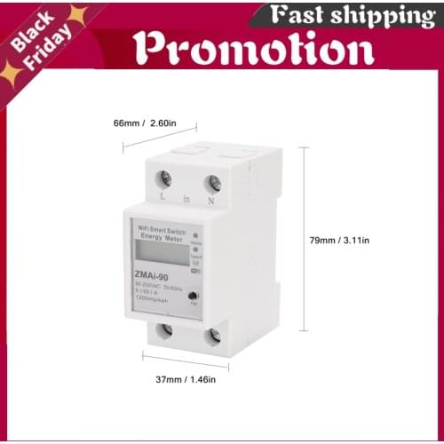 Tuya Smart Energy Meter 110-250V WIFI Remote control Power Meter Din Rail Single-phase Meter Switch Control Tuya/smart Life app