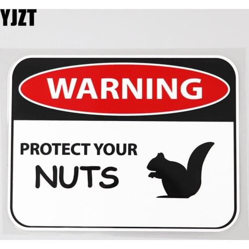 YJZT 15.3CM×11.7CM Funny Warning Protect Your NUTS PVC Car Sticker 12C-0002