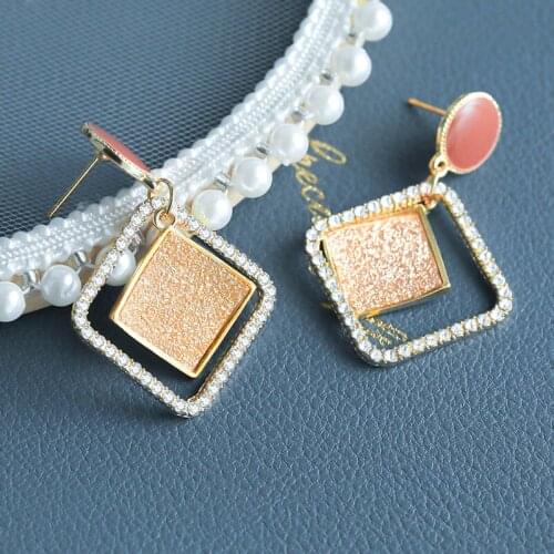 LOVR 2020 New Korean Crystal Earrings For Women Fashion Statement Geometric Gold Hanging Dangle Drop Earring Female Jewelry