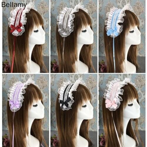 Womens Lovely Sweet Hair Hoop Anime Maid Cosplay Headband Lolita Lace Flower Headwear Hair Accessory Hand made crafts
