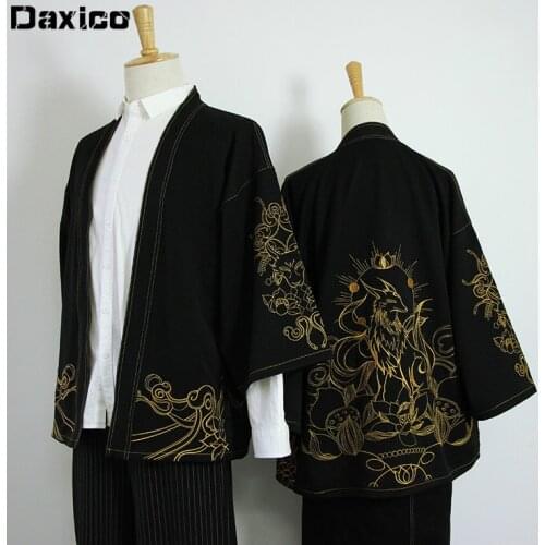 Woman Embroidery Denim Japanese Kimono Cardigan Thicken Autumn Japan Bathrobe Anime Cosplay Costume Man Haori Yukata Shirt