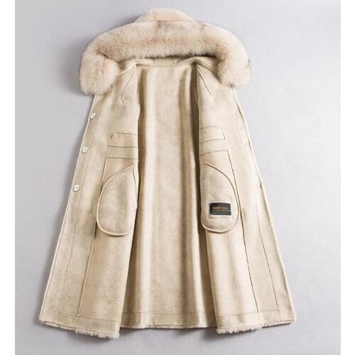 2020 Sheep Shearling Coat Female Real Fox Fur Collar Wool Coats Winter Jacket Women Korean Long Jackets MY4121