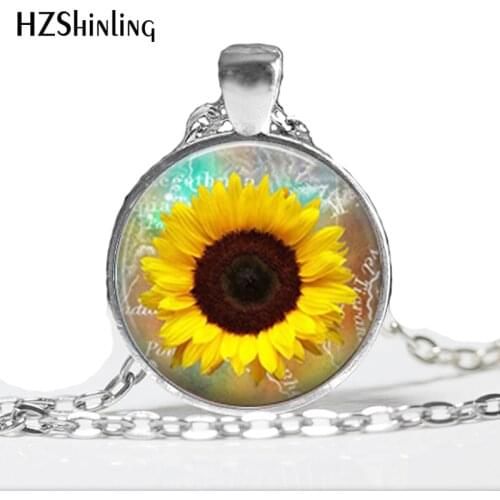 1 pc Whosale Sunflower necklace Yellow Sunflower pendant sunflower charm jewelry spring jewelry yellow flower HZ1