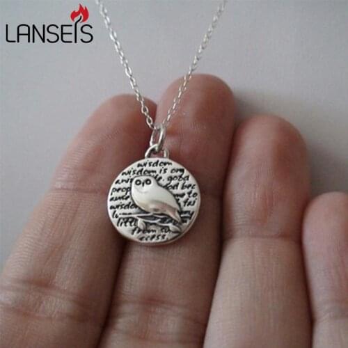 1pcs Inspirational Owl Charm NecklaceCute Animal girl Friends Pendant