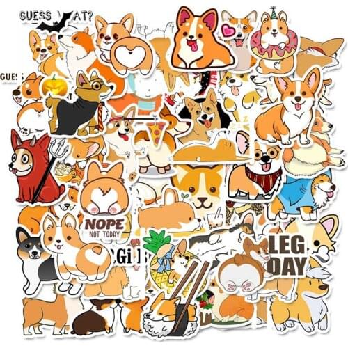 10/30/50 PCS Cute Cartoon Corgi Dog Sticker Personality Doodle Dog Computer Phone Notebook Refrigerator Decoration Stickers Toy