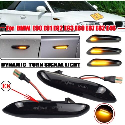 2pcs For BMW E90 E91 E92 E93 E60 E87 E82 E46 Dynamic LED Blinker Side Marker Turn Signal Light Lamp