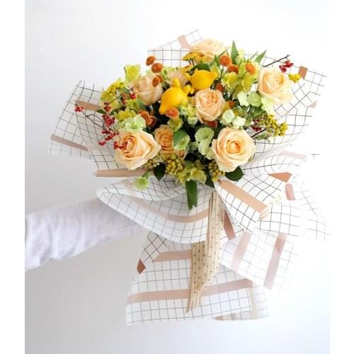 20PCS Plaid Waterproof Flower Wrapping Paper 60X60cm Flowers Gifts Packing Flower Bouquet Packing Wedding Decor