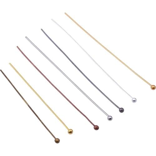 200Pcs/lot Gold 16 20 25 30 40 50mm Dia 0.5mm Metal Ball Head Pins Needles Connector Pins For DIY Jewelry Findings Supplies