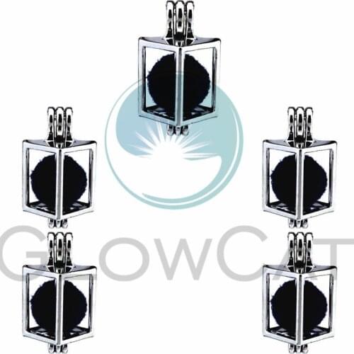 5pcs Rectangle Pearl Cage Locket Pendants Aromatherapy Essential Oil Diffuser Locket For DIY Necklace Jewelry