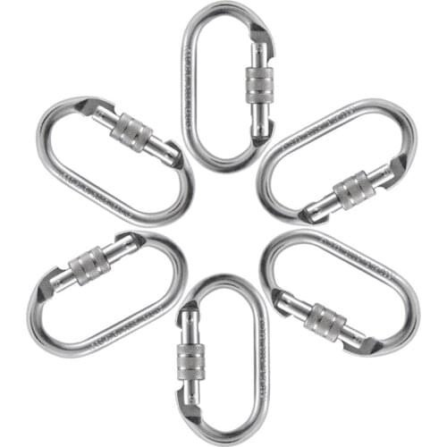 6Pcs Climbing Carabiners Clip Hanging Buckle Heavy Duty 23KN Lock Carabiners Clips for Camping Fishing Hiking Traveling