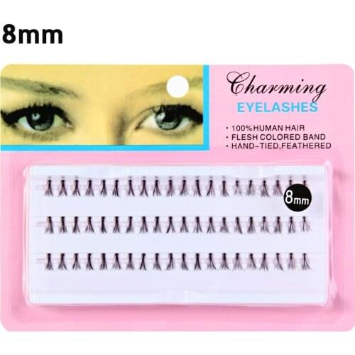 60 Pcs / Pack Natural Long Lasting Handmade Grafting Black Stems Thick False Eye Lashes Eyelashes 8 MM