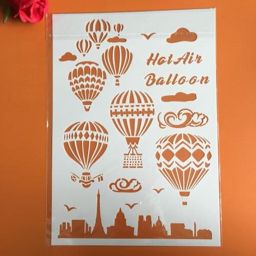 A4 29 * 21cm hot air balloon DIY Stencils Wall Painting Scrapbook Coloring Embossing Album Decorative Paper Card Template
