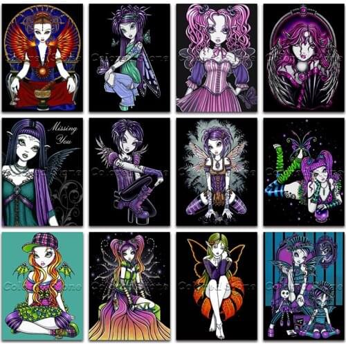 New Diamond painting Beautiful beauty Girl butterfly fairy 5D DIY Full Square Drill embroidery Cross stitch mosaic Drawing 1037