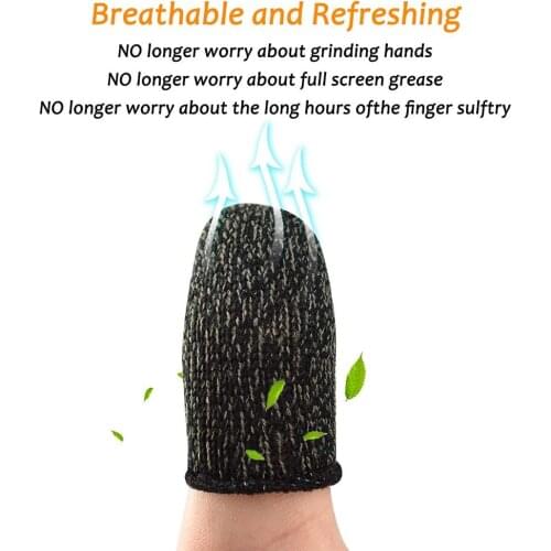 1 Pair Of Finger Sleeve Mobile Game Controller Anti-skid Sweatproof Fingertips Case Conductive Fiber And Spandex Protector Black