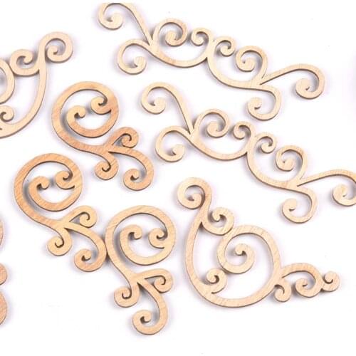 8Pcs Flower Pattern Wood Slices DIY Crafts Scrapbooking Home Decor Handmade Accessories Wood Lace Corner Arts Ornaments m1859