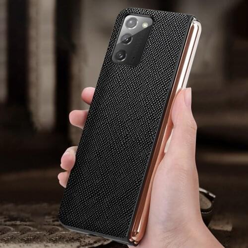 For Samsung Galaxy Z Fold 2 5G Luxury Shockproof Genuine Leather Hard Case Cover