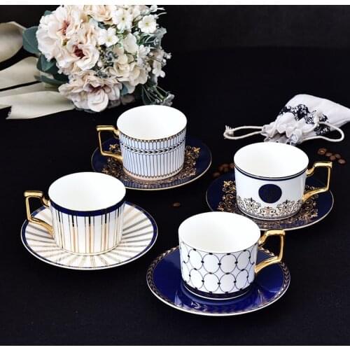Elegant Golden Top Grade Bone China Coffee Cup Luxury European Tea Cup Set And Saucer Afternoon Tea Coffee Drinkware