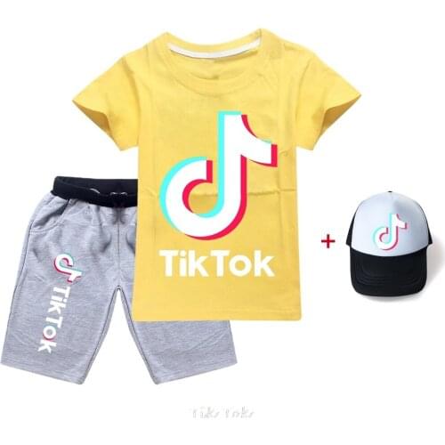 Tik Tok Boys Girls Summer Clothing Kids Girl Tik Tok Short Sleeve T-Shirts+Shorts Tracksuits Sets Teenager Clothes Suit 2-16year