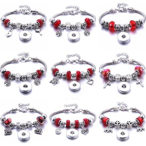 Hot Red Fashion Bangle 18mm Snap Button Bangle Womens Fashion Jewelry Trend Accessories Bracelet Brand Jewelry