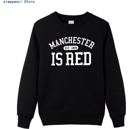 United Kingdom Red Letter Printed Cotton Long Sleeve Hoodies Sweatshirt O Neck Men Manchester Tops Sweatshirt Plus Size