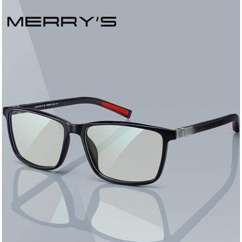 MERRYS DESIGN Men Anti Blue Ray Light Blocking Glasses For Computer Men Square Eyewear Silicone Temple S2518FLG
